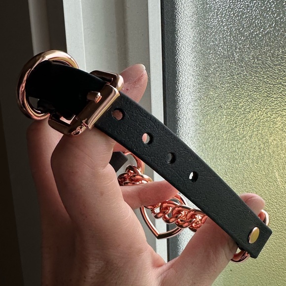 Black vinyl choker, with rose gold hardware. - Picture 3 of 5